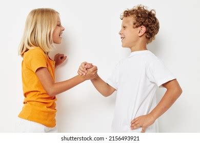 Boy Girl Holding Hands Friendship Fun Stock Photo 2156493921 | Shutterstock