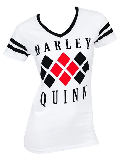 Harley Quinn Diamond Logo White Varsity V-Neck Shirt - Walmart.com