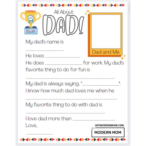 FREE All About My Dad Father's Day Printable!