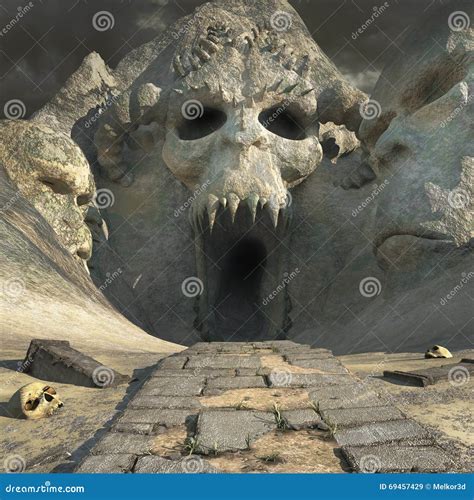 Ancient cave of horror stock illustration. Illustration of column - 69457429