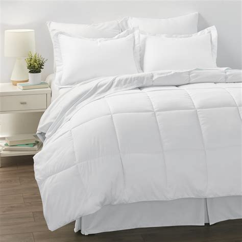 Noble Linens 8-Piece White Bed in a Bag Microfiber Bedding Set, King - Walmart.com