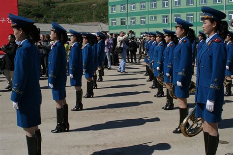 police women, standing, daytime, parade, women, north korea, music, large group of people, group ...