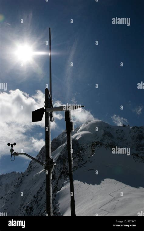 Weather station at the top of the Grands Montets cable car station near Argentiere in the French ...