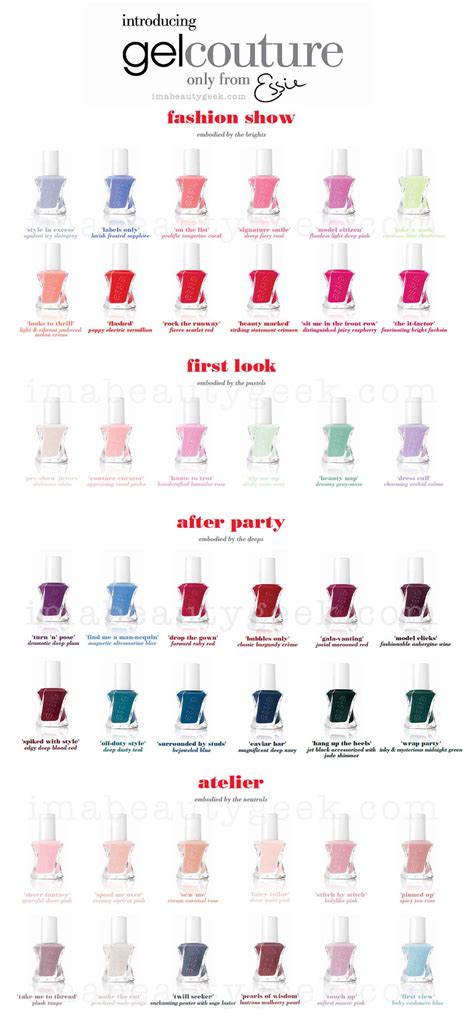 ESSIE GEL COUTURE LAUNCH COLLECTION: ALL 42 SWATCHES & REVIEW | Essie gel couture, Essie gel ...