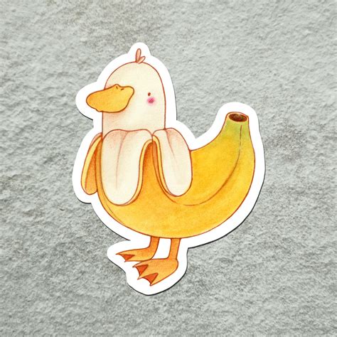 Banana Duck Sticker Funny Animal Sticker Cute Duck Sticker - Etsy UK