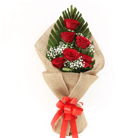 Jute Flower Bouquet of Exquisite Red Roses | Flower Delivery in Bangalore