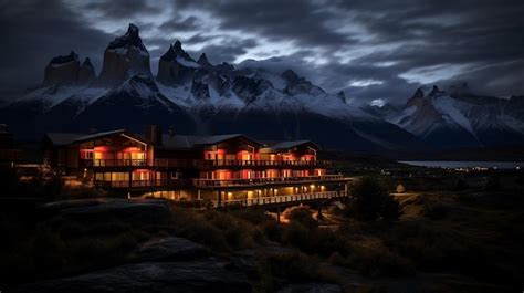 Premium AI Image | Night view of Torres del Paine Hotel