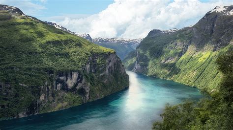 Picture Nature Norway Rock Fjord 1920x1080