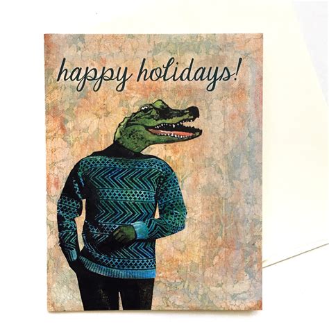 Florida Holiday Card Set, Fun Christmas Cards, Alligator Holiday Card ...