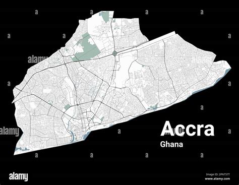 Accra map, capital city of Ghana. Municipal administrative area map ...