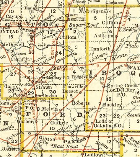 Ford County, Illinois 1881 Map, Paxton