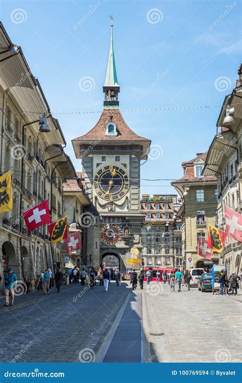 People Enjoying the Historic Bern Clock Tower Editorial Stock Image - Image of astronomical ...