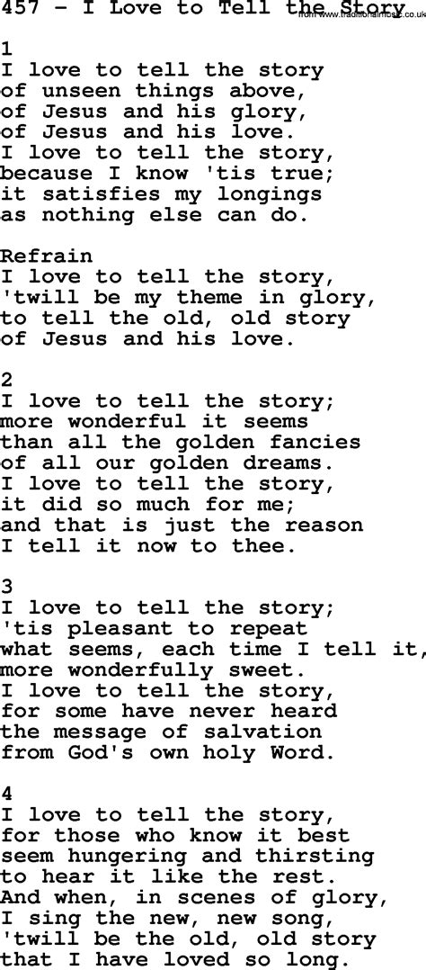 Adventist Hymnal, Song: 457-I Love To Tell The Story, with Lyrics, PPT, Midi, MP3 and PDF