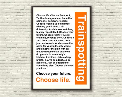 Trainspotting T2 Choose Life Quote A3 Poster - Etsy