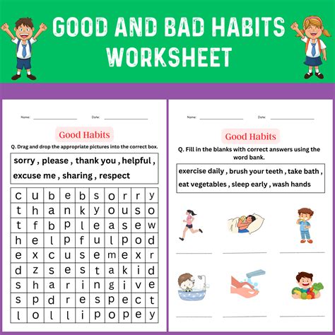 Good and bad habits in School worksheet for kindergarten, Printable and digital | Made By Teachers