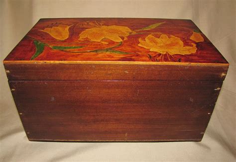 Gorgeous Large Wooden Box Painted Lid w/ Lilies from tomjudy on Ruby Lane