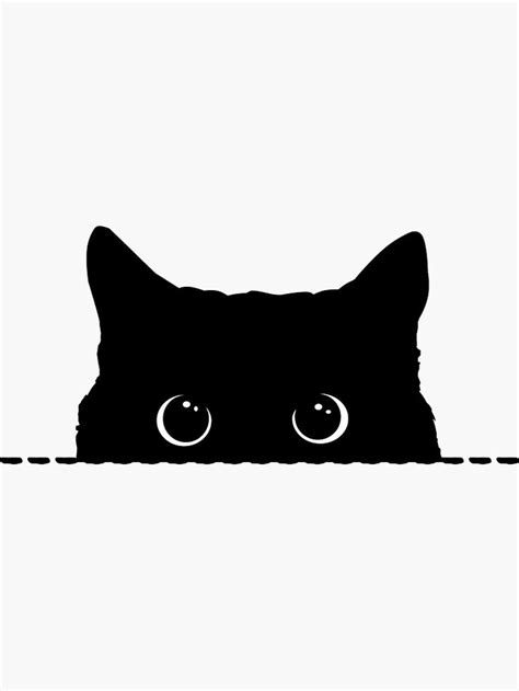 Black Cat Peeking Sticker by nameonshirt | Black cat drawing, Black cat tattoos, Black cat art