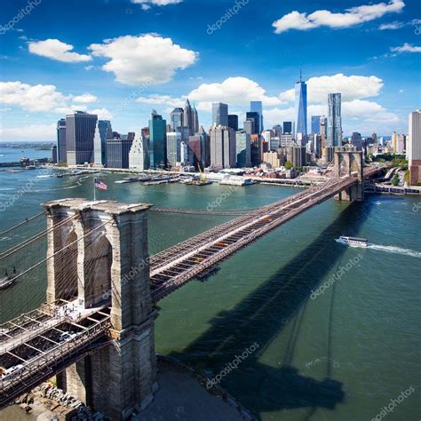 Brooklyn Bridge in New York City - aerial view — Stock Photo © dell640 ...