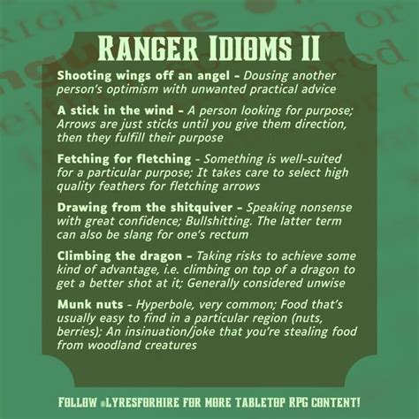 Fantasy Ranger Idioms to use in RPGs | Dungeons and dragons homebrew ...