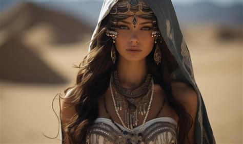 Premium AI Image | Arabian princess posing in front of sand dunes in ...