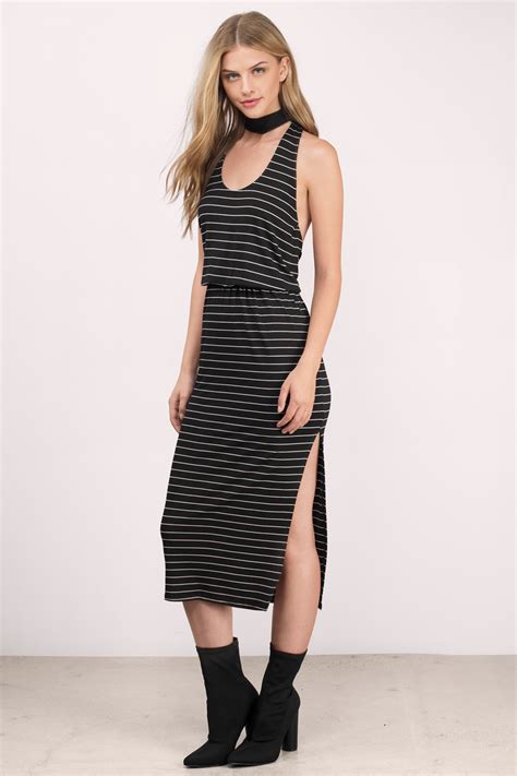 Cute Black & White Dress - Racerback Dress - Midi Stripe Dress - $11 ...