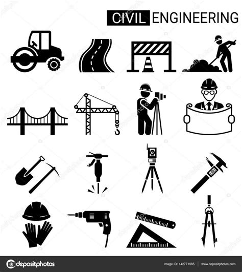 Download royalty-free Set of civil engineering icon design for infrastructure construction ...