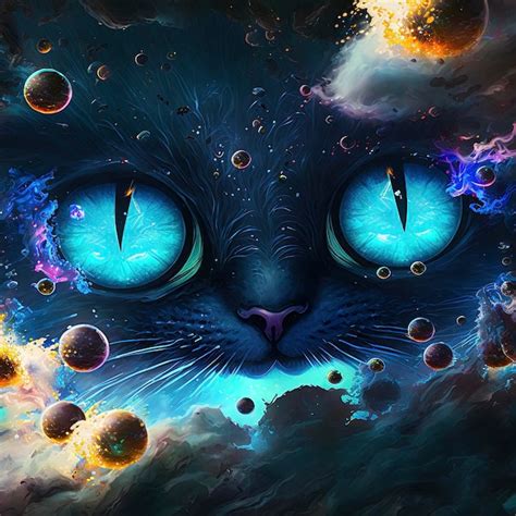 Premium Photo | Cool cat digital art painting.