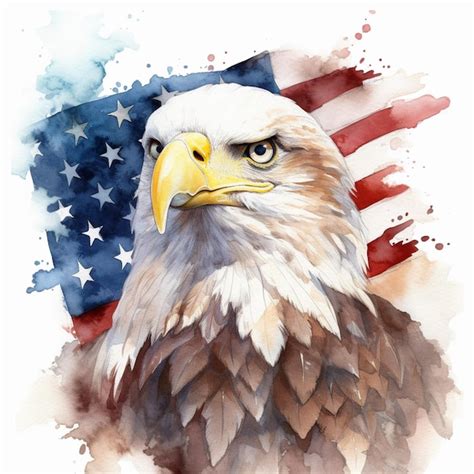 Premium AI Image | Painting of a bald eagle with an american flag in ...