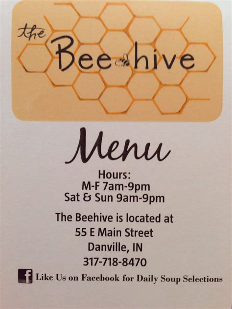 The Beehive Menu, Menu for The Beehive, Danville, Indianapolis - Urbanspoon/Zomato