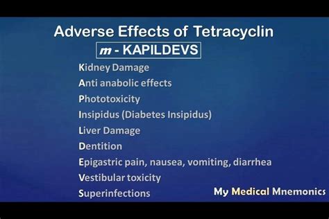 Adverse Effects of Tetracycline : My Medical Mnemonics | A nice mnemonic to remember adverse ...