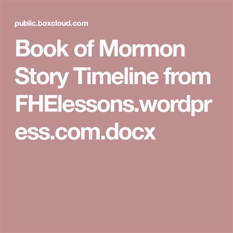 Book of Mormon Story Timeline from FHElessons.wordpress.com.docx | Book ...