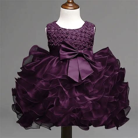 Summer Newborn Baby Girl Dress Purple Infant Princess Baptism Kids ...