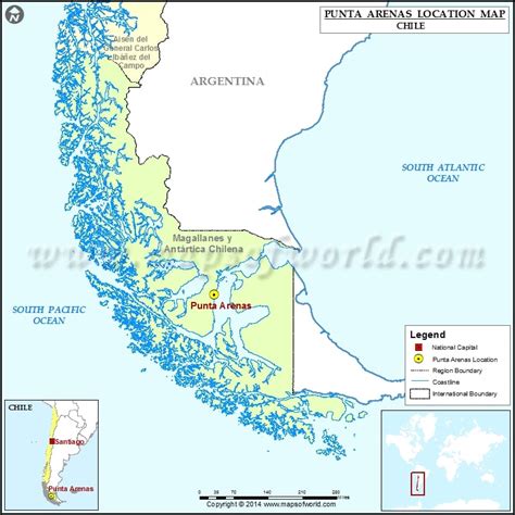 Where is Punta Arenas| Location of Punta Arenas in Chile Map