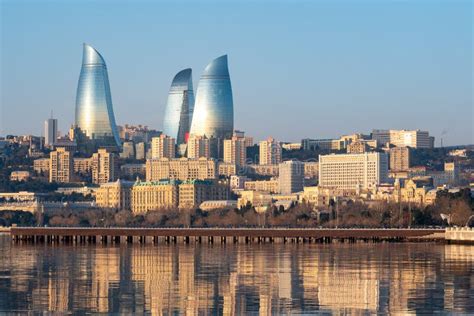 Panoramic Cityscape View of Baku in the Morning Stock Image - Image of ...