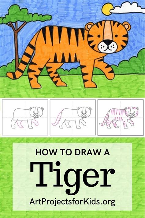 Easy How to Draw a Tiger Tutorial Video and Tiger Coloring Page | Easy tiger drawing, Tiger ...