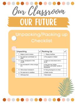 Unpacking/Packing up Checklist by Our Classroom Our Future | TPT