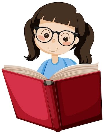 Una niña leyendo un libro al estilo de las caricaturas | Vector Premium