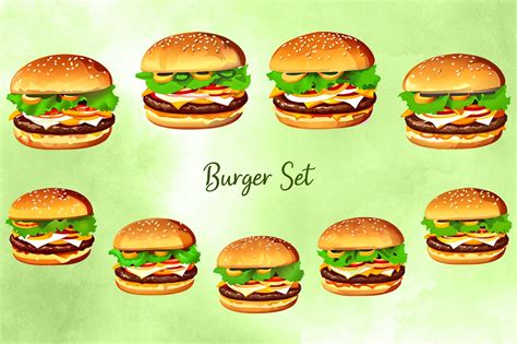 Burger Set Graphic by Artistic Impressions · Creative Fabrica