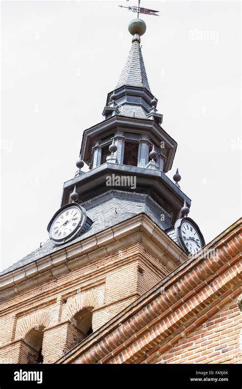 clock and bell tower in a medieval Spanish city Stock Photo - Alamy