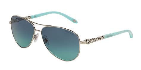 Tiffany & Co. 3049B Aviator Sunglasses-Silver/Blue