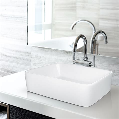 Miligore 19" x 15" Rectangular White Ceramic Vessel Sink - Modern Above ...