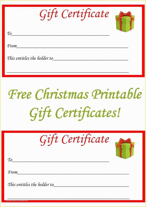 Christmas Blank Gift Certificate Template Free Of 28 Cool Printable Gift Certificates ...