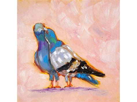 Pigeon Painting Animal Original Art Bird Oil Painting Dove Artwork - Etsy