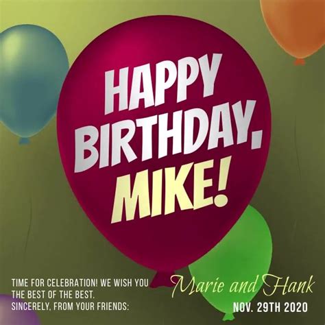 Happy Birthday Wishes Balloon Video Card | Birthday poster, Happy birthday mike, Happy birthday ...