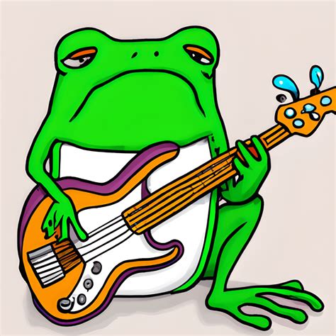 Frog with Bass Guitar · Creative Fabrica