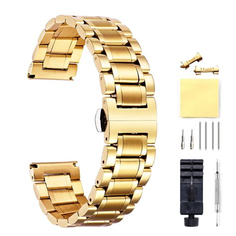 BINLUN Stainless steel Watch Bands 20 22 24mm Watchband Luxury Gold ...