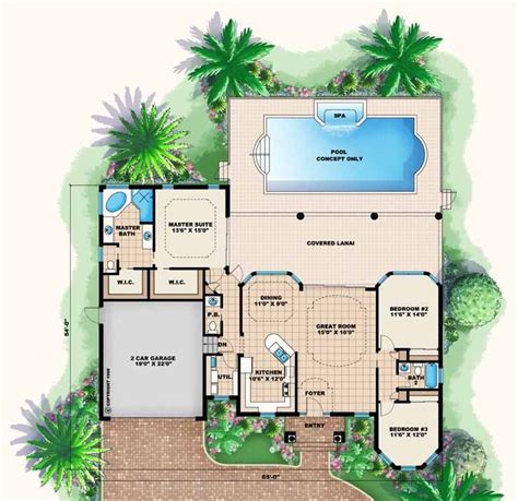 Really LOVE this one!! Even the POOL!!! | Florida house plans, Mediterranean house plans ...