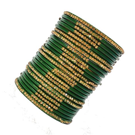 lac bangles set Vina-Green pack of 24 - Lahthi Wala