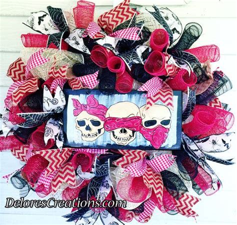 Hear No Evil See No Evil Speak No Evil Red Bandana Skulls | Etsy | Halloween decorations wreaths ...