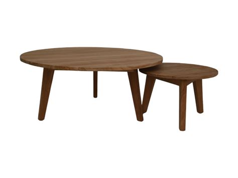 Coffee table round garden - 45x45x35 - natural - teak - Garden ...